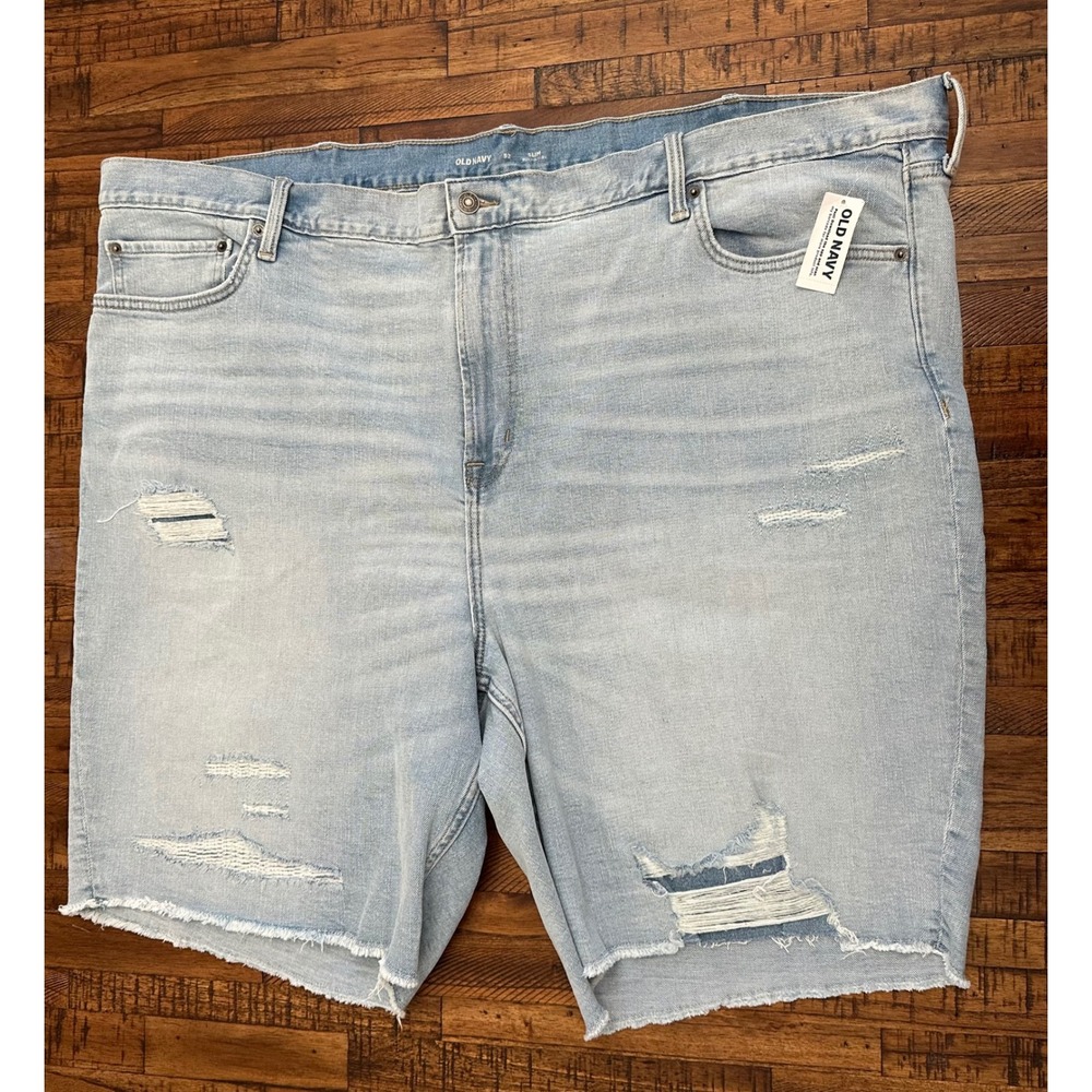 NWT Old Navy Men's Size 52 Slim Built-In Flex Distressed Denim Shorts Blue Jorts